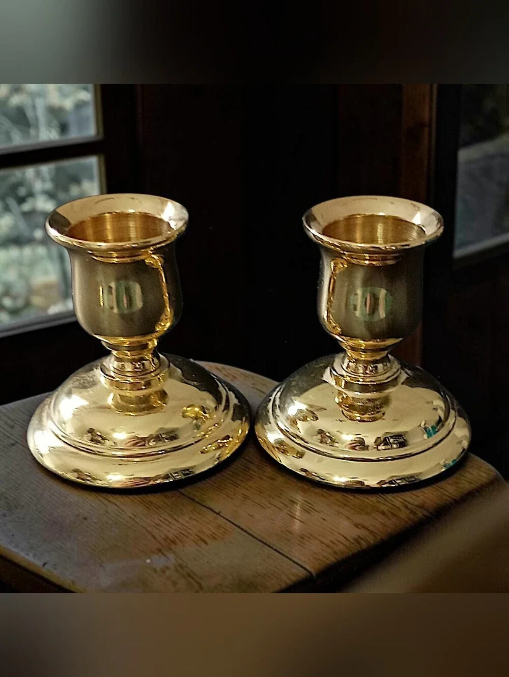 2 Vintage PartyLite Brass Candle Holders Mini Tapers Gold Tone Candlesticks